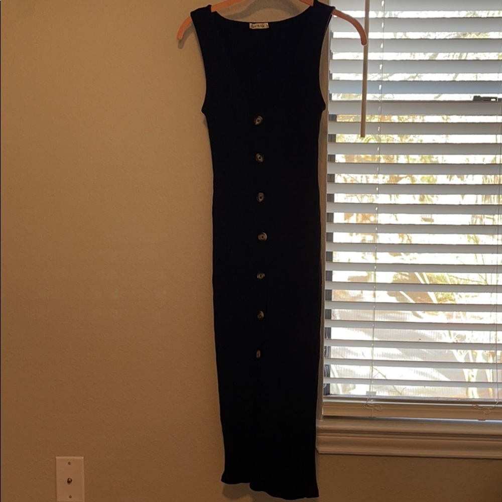 Black knit button up dress